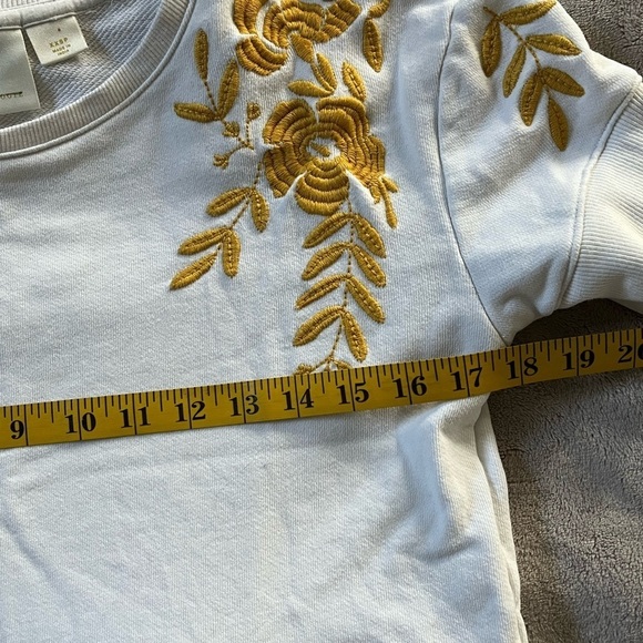 Maeve by Anthropologie Vineland Embroidered Cropped Short Sleeved Sweatshirt XXS - Picture 13 of 14